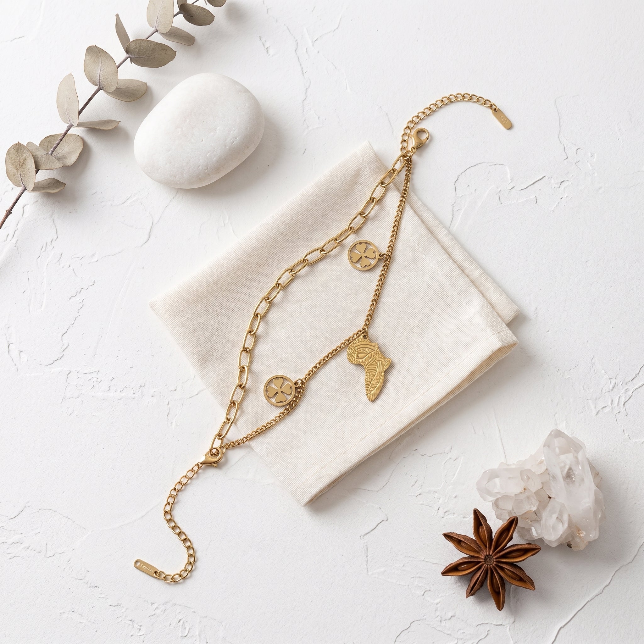 Lucky Clover Charm Layered Bracelet | Tia Maison Egypt