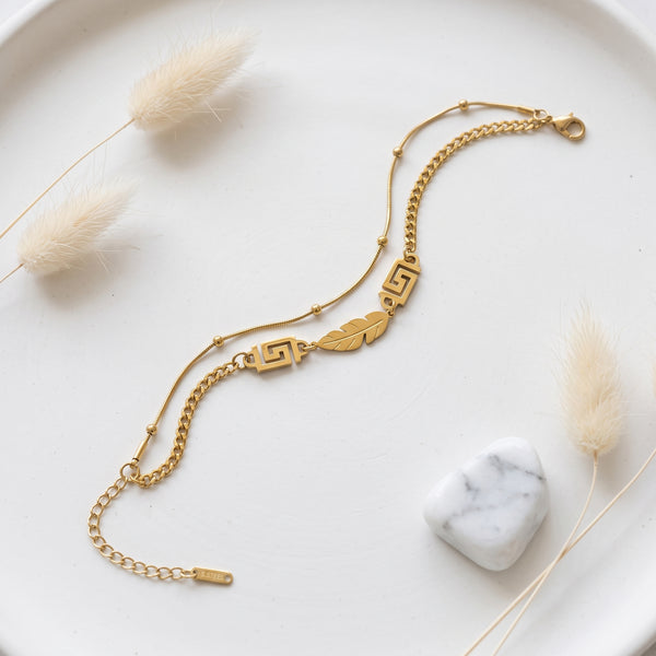 Leaf Accent Double Chain Bracelet | Tia Maison Egypt