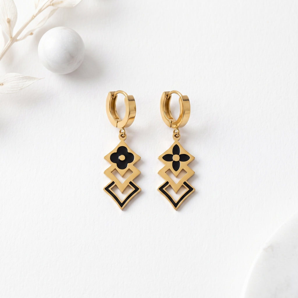 Geometric Floral Drop Hoop Earrings | Tia Maison Egypt