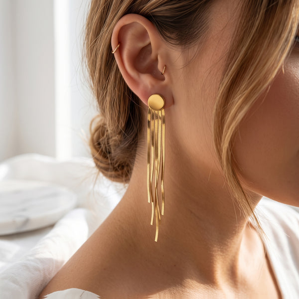 Tassel Chain Drop Earrings - Gold | Tia Maison Egypt