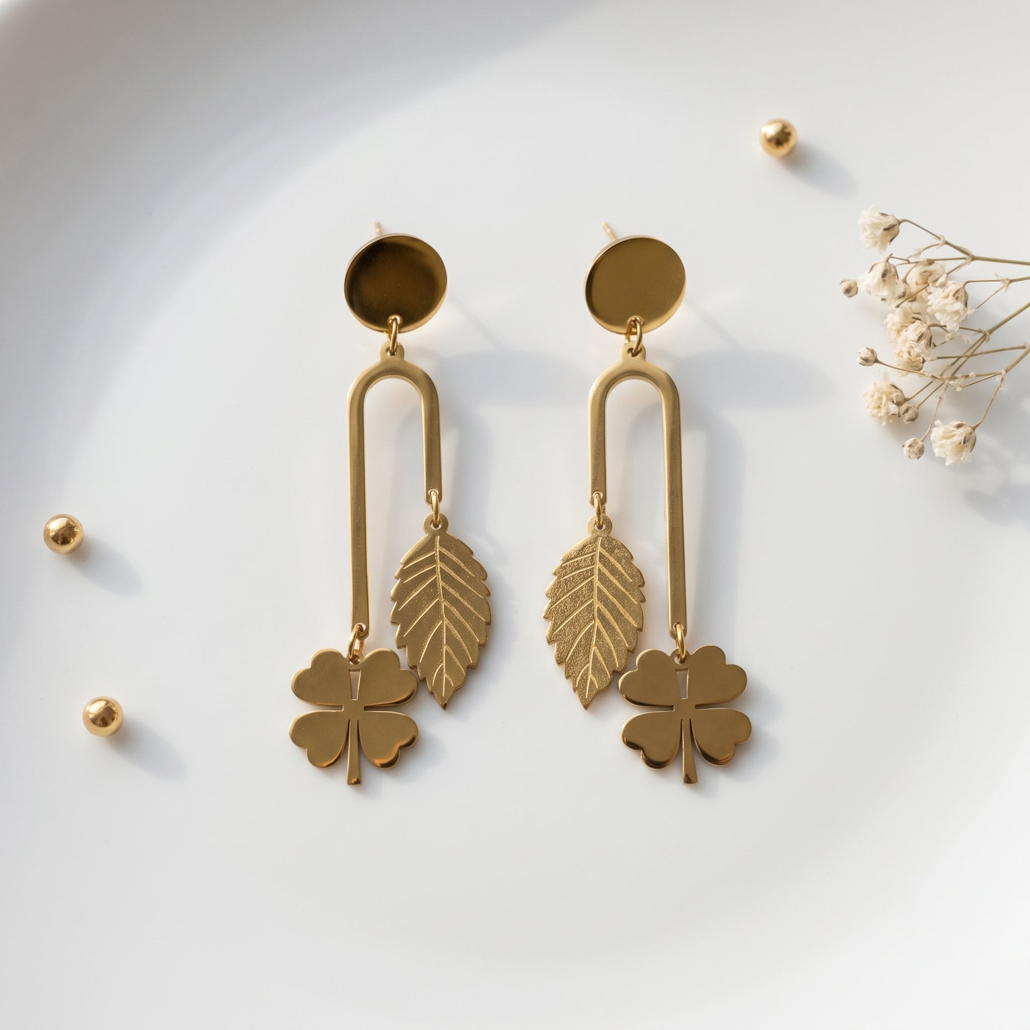 Lucky Clover & Leaf Drop Earrings | Tia Maison Egypt Main image