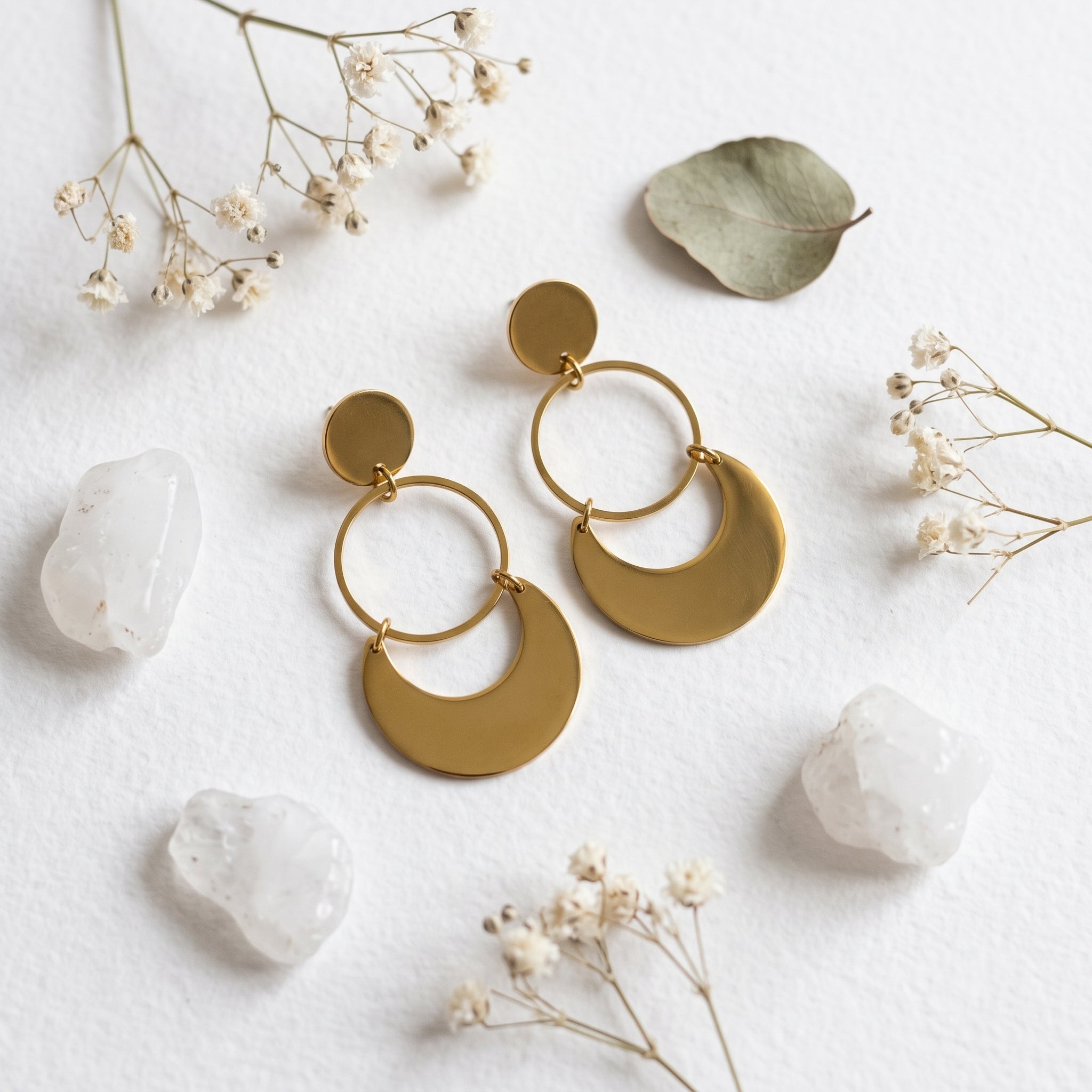 Crescent Disc Drop Earrings | Tia Maison Egypt Main image