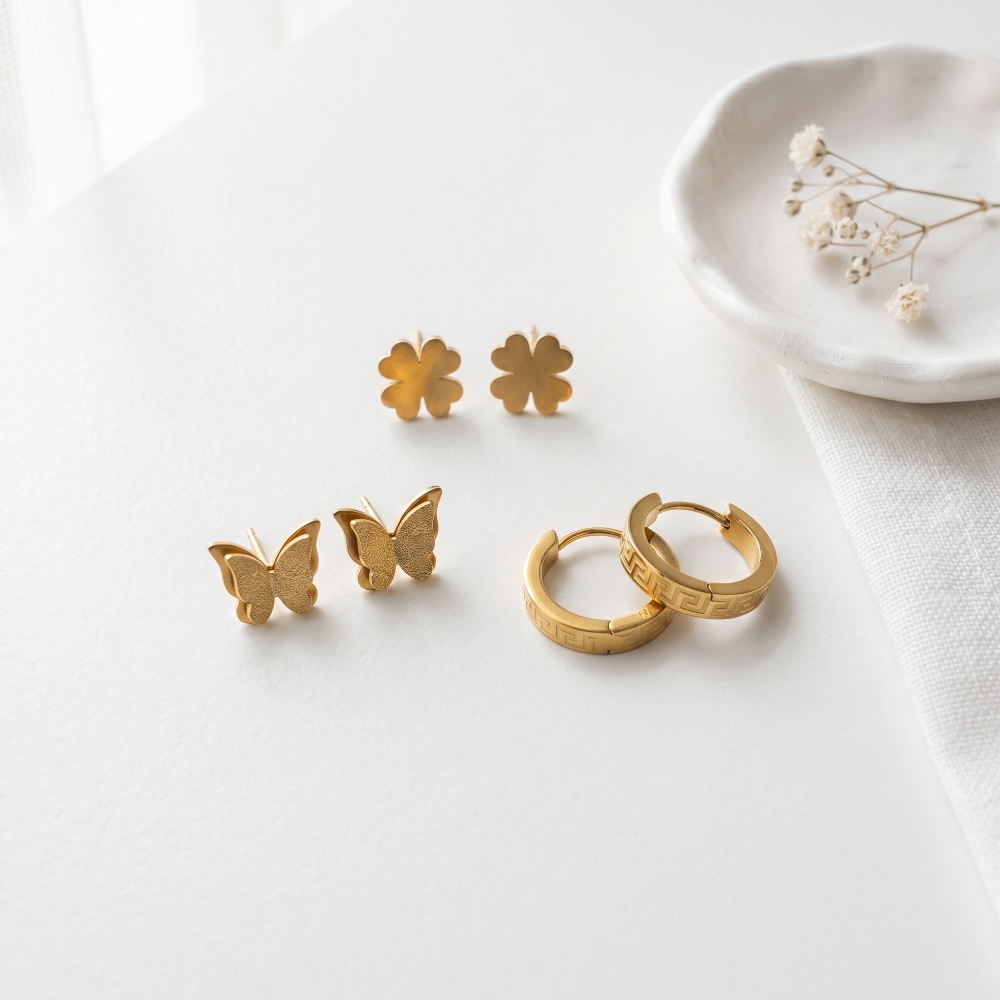 3-Pair Stainless Steel Earring Set | Tia Maison Egypt Main image