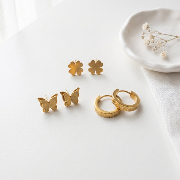 3-Pair Stainless Steel Earring Set | Tia Maison Egypt