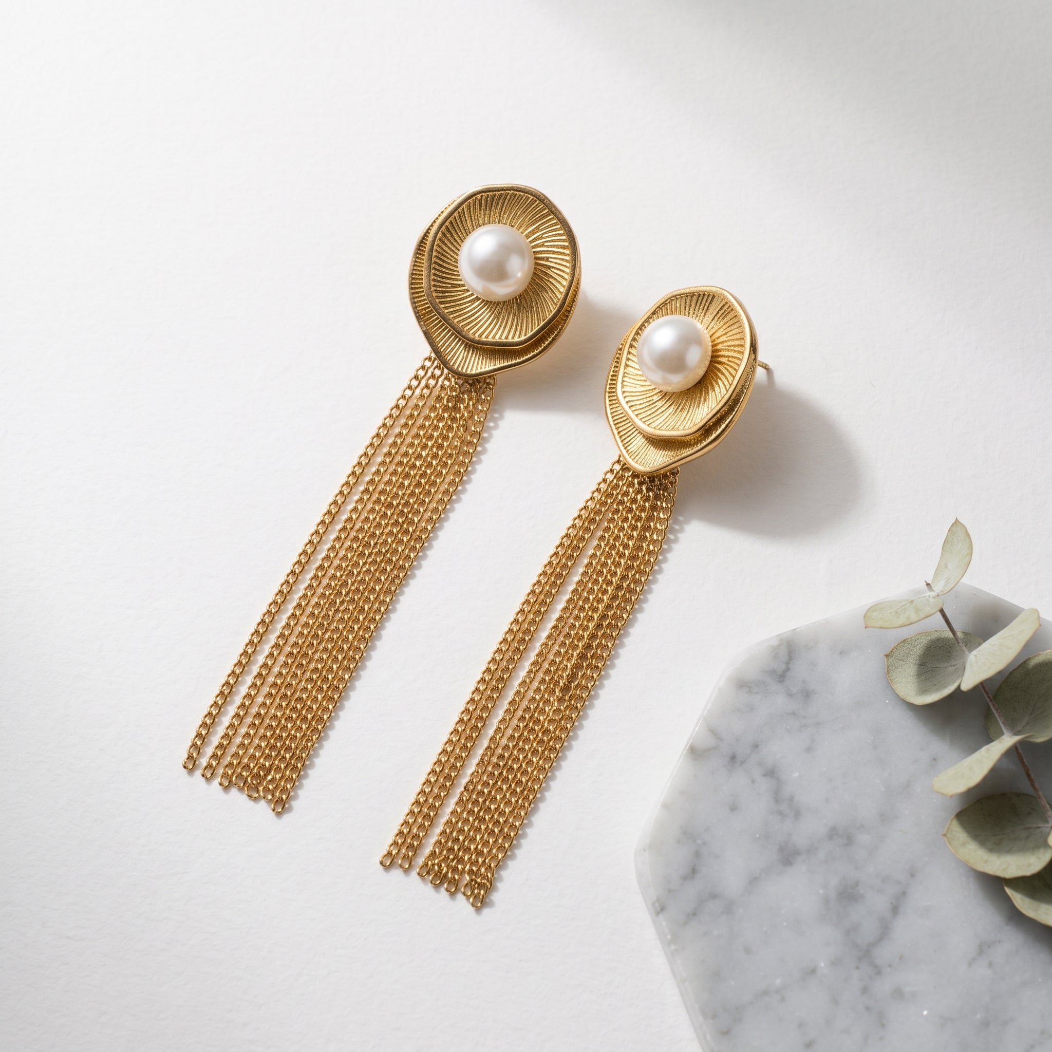 Pearl Tassel Statement Earrings | Tia Maison Egypt Main image