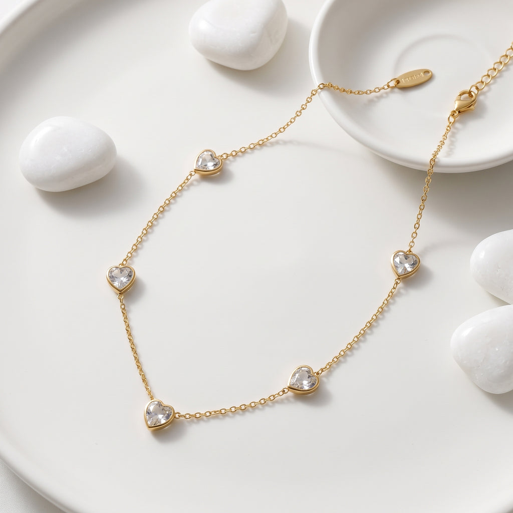 Crystal Heart Station Necklace | Tia Maison Egypt