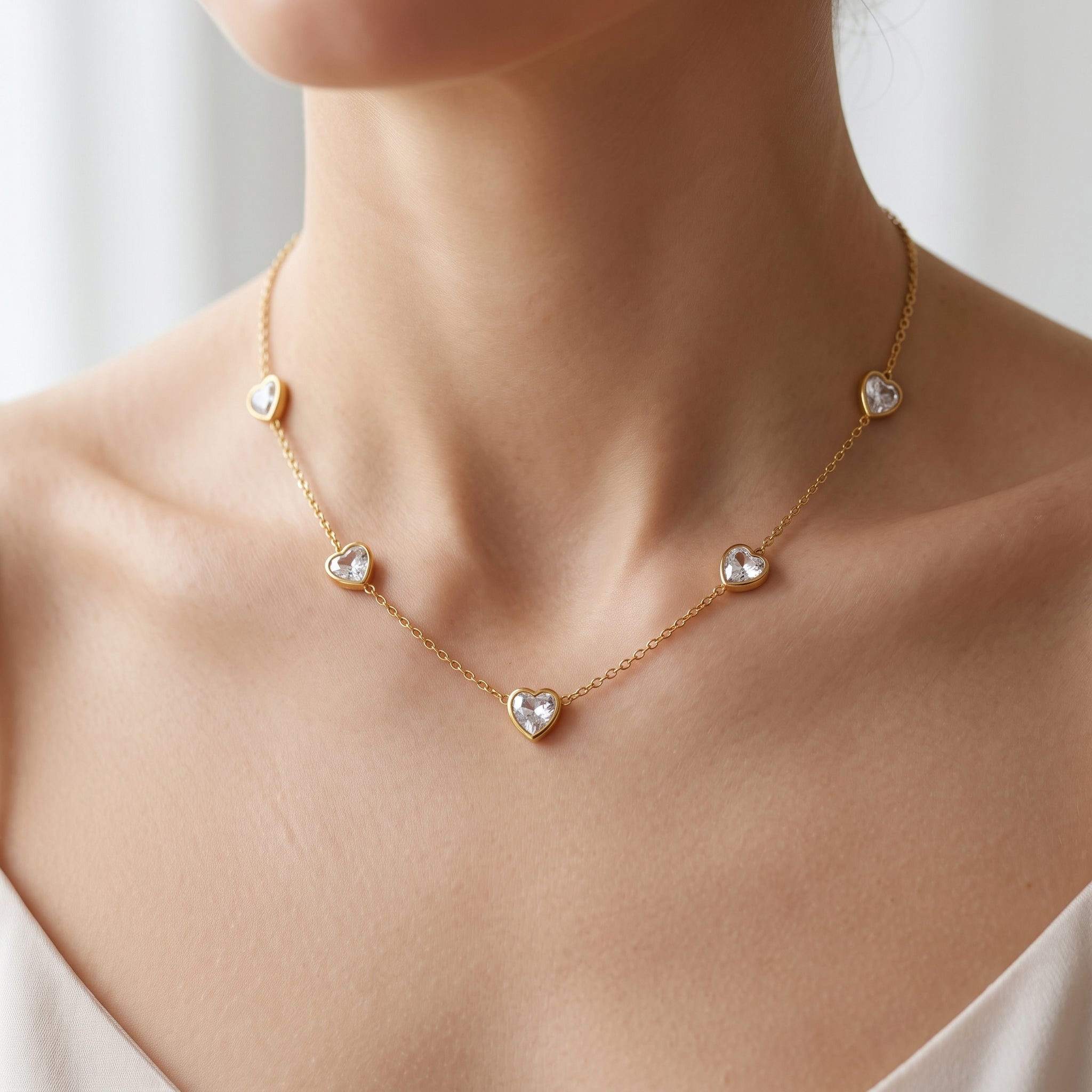 Crystal Heart Station Necklace Secondary image