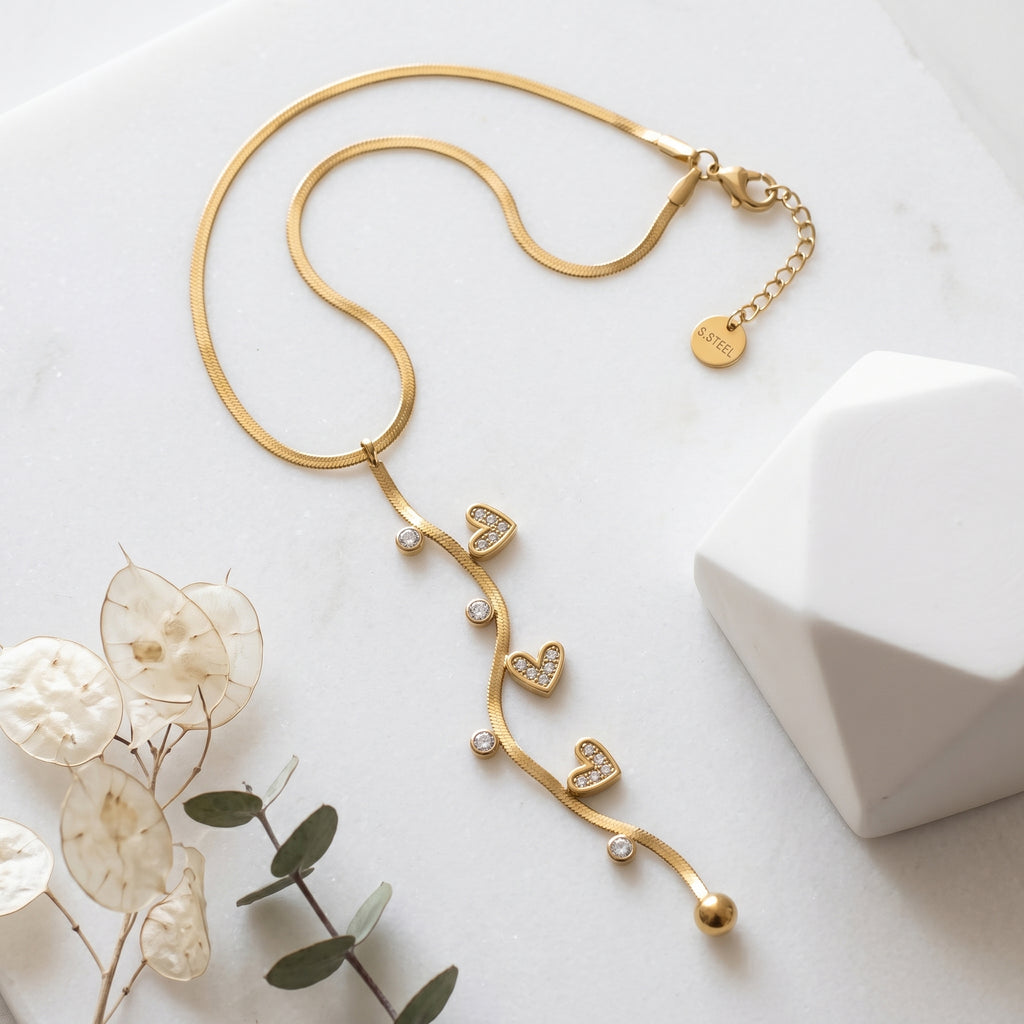 Heart Drop Lariat Necklace | Tia Maison Egypt
