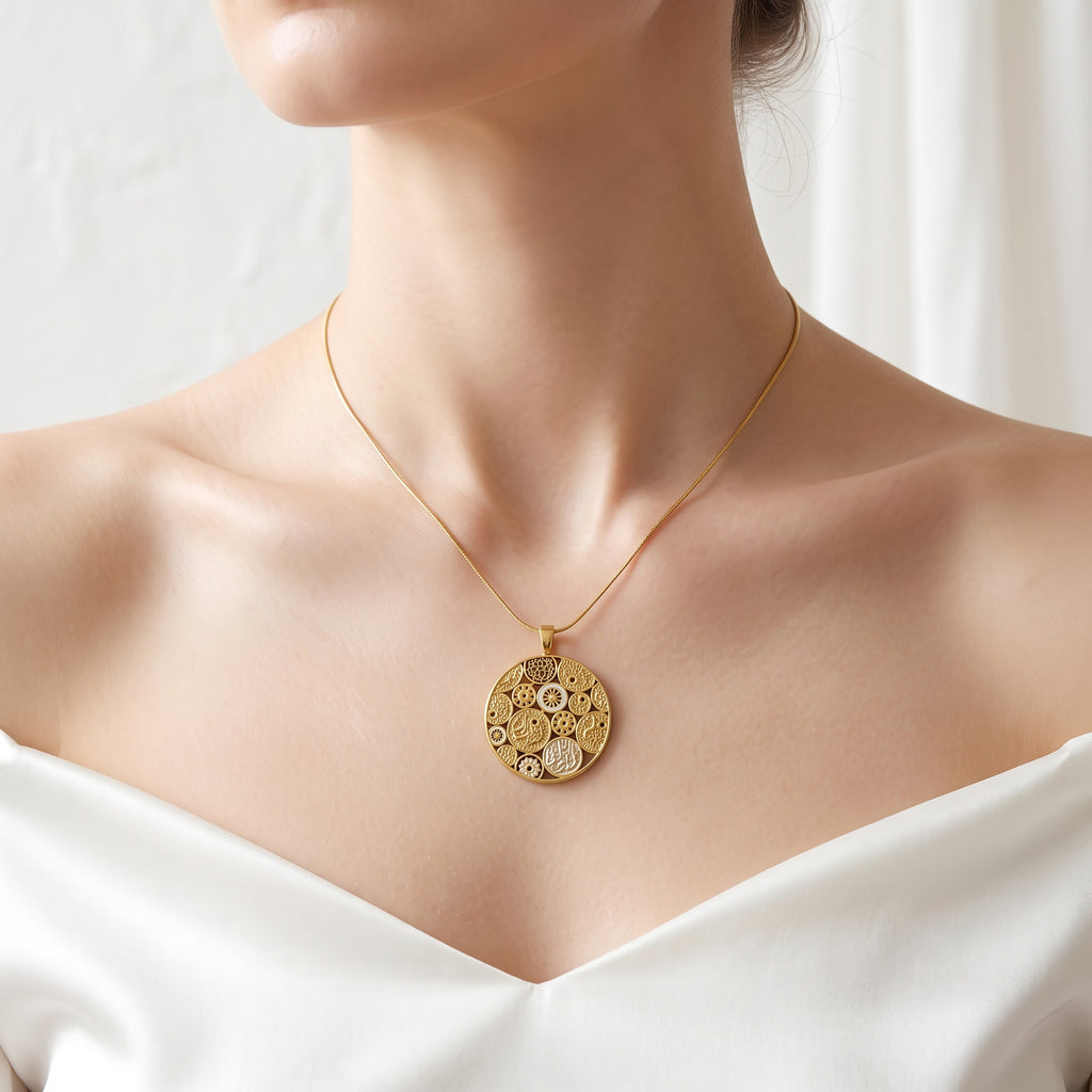 Arabic Calligraphy Medallion Necklace - Gold | Tia Maison Egypt