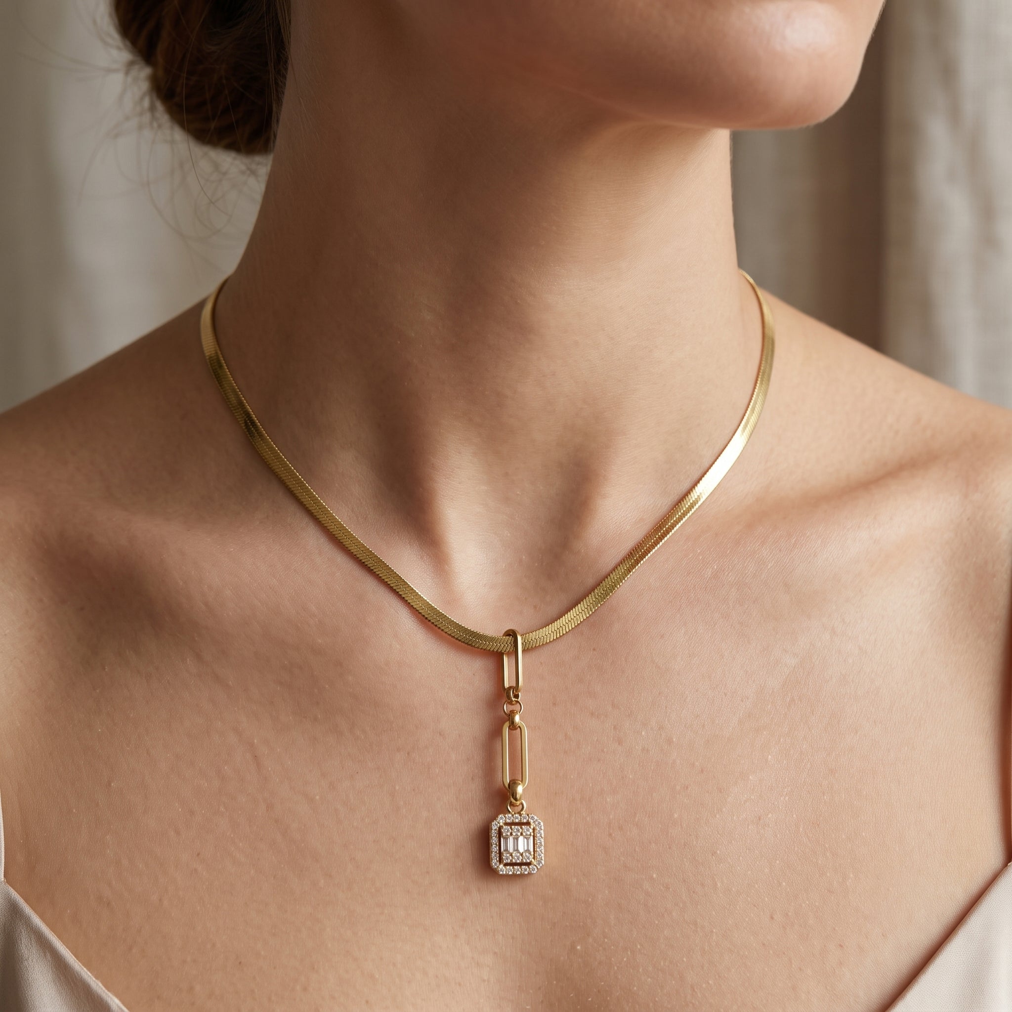 Crystal Charm Snake Chain Necklace Secondary image