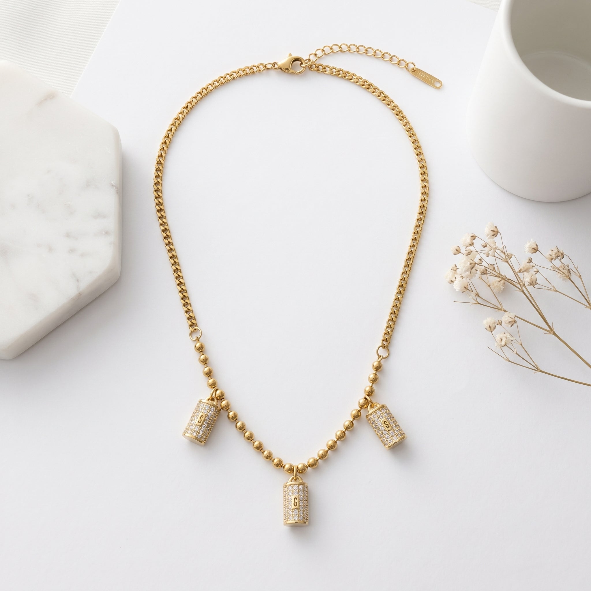 Pavé Barrel Charm Necklace | Tia Maison Egypt Main image