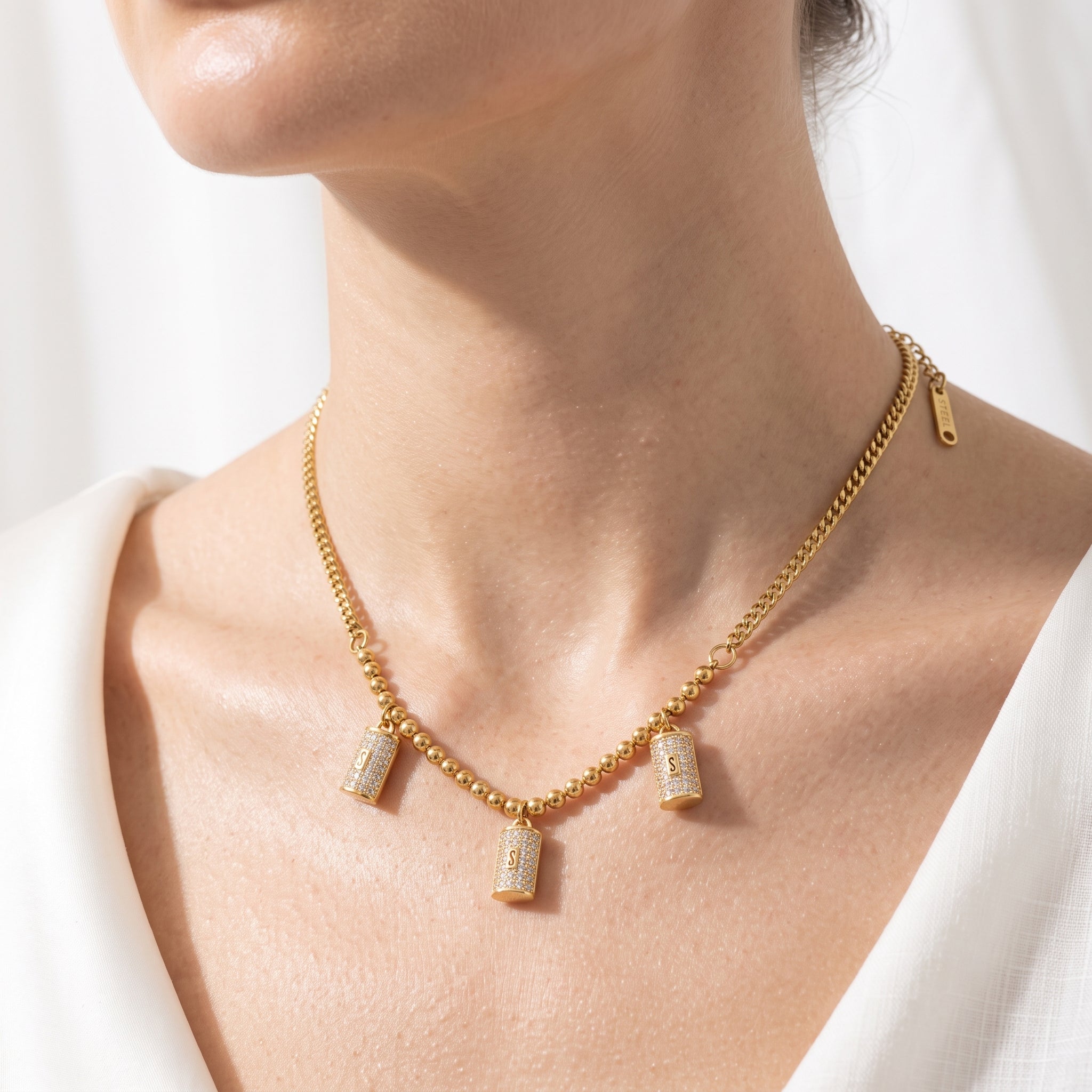Pavé Barrel Charm Necklace Secondary image