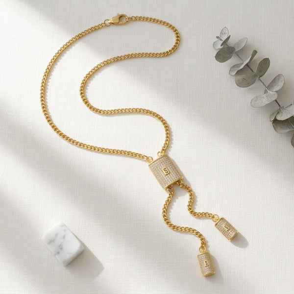 Crystal Lock Lariat Necklace | Tia Maison Egypt