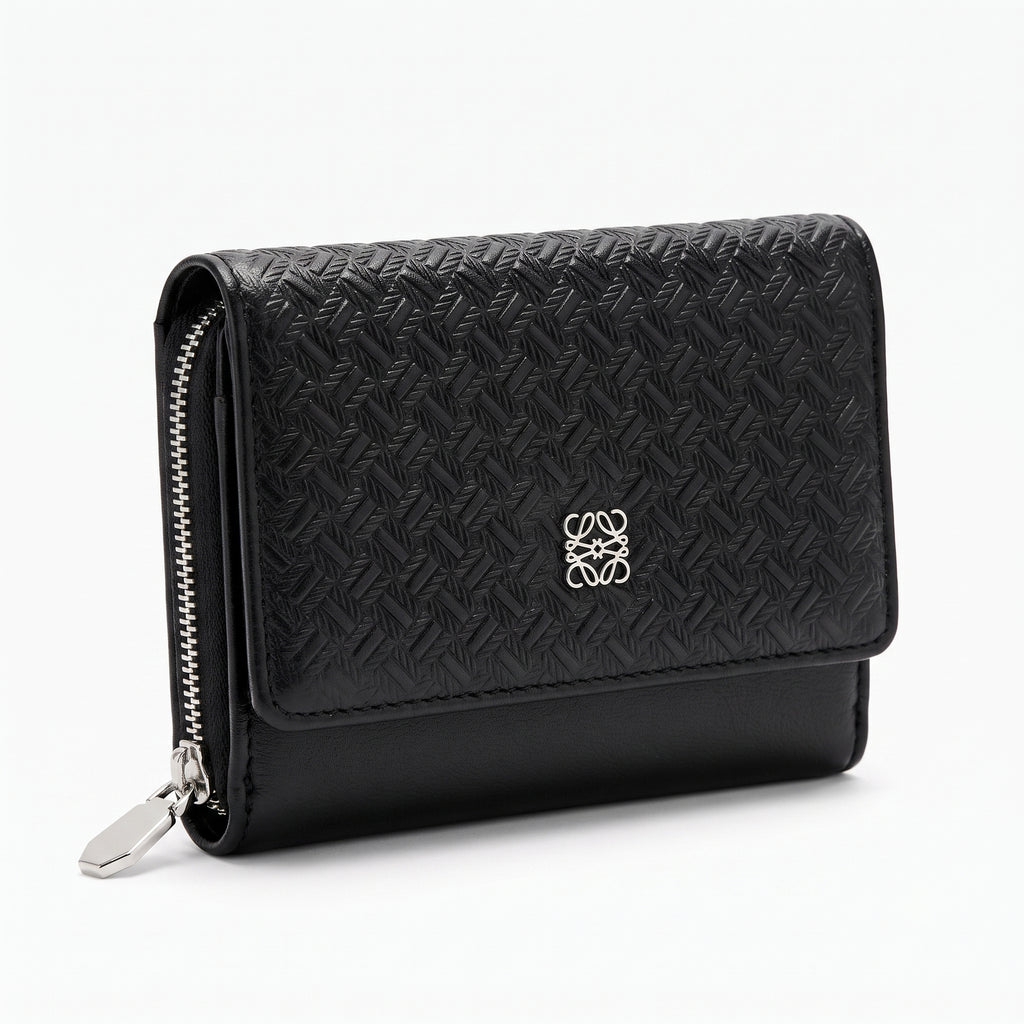 Embossed Tri-Fold Wallet - Black | Tia Maison Egypt