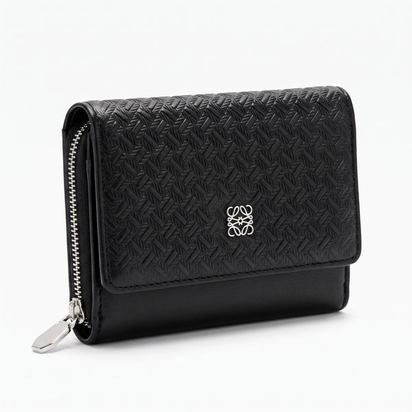 Embossed Tri-Fold Wallet - Black | Tia Maison Egypt