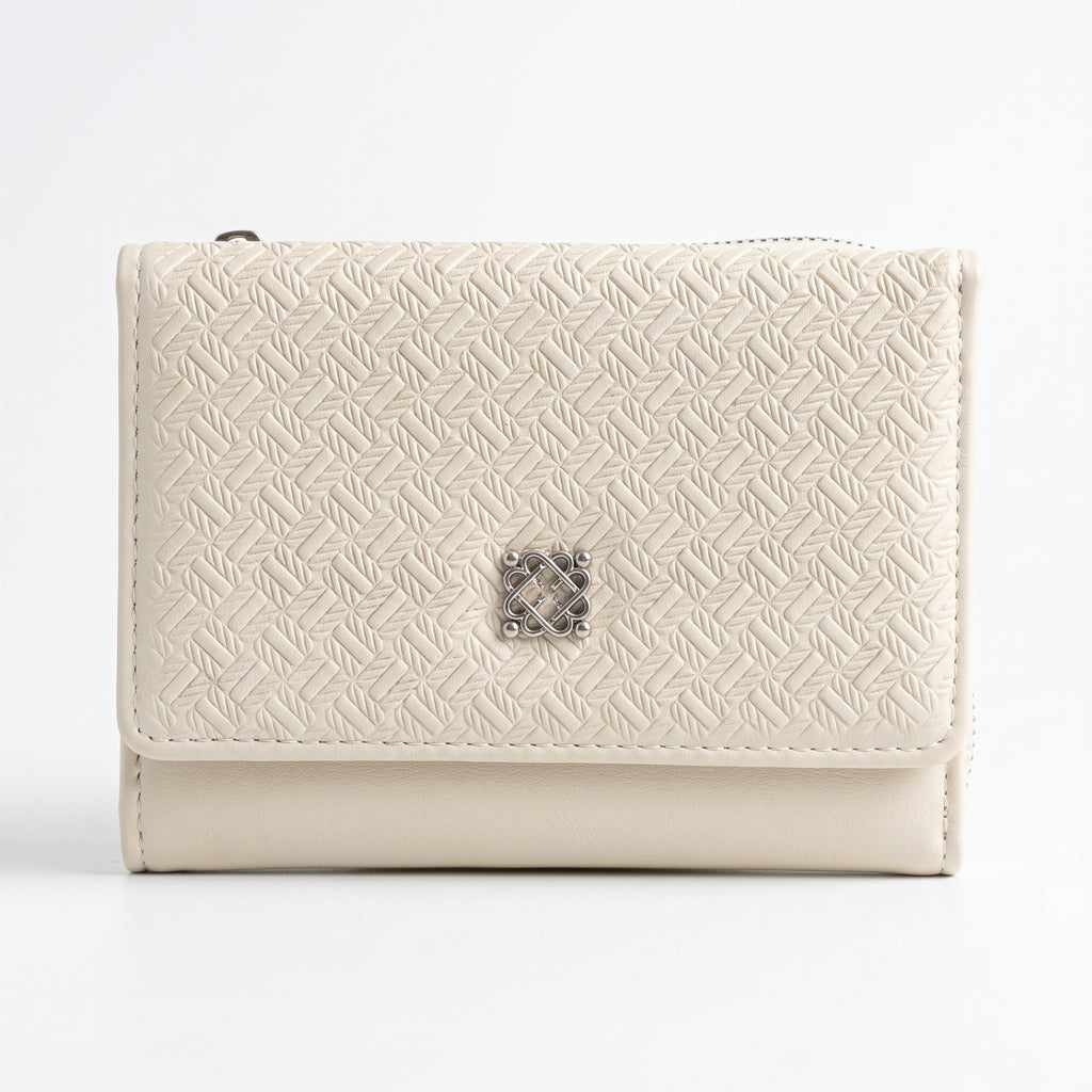 Embossed Tri-Fold Wallet - Off-White | Tia Maison Egypt