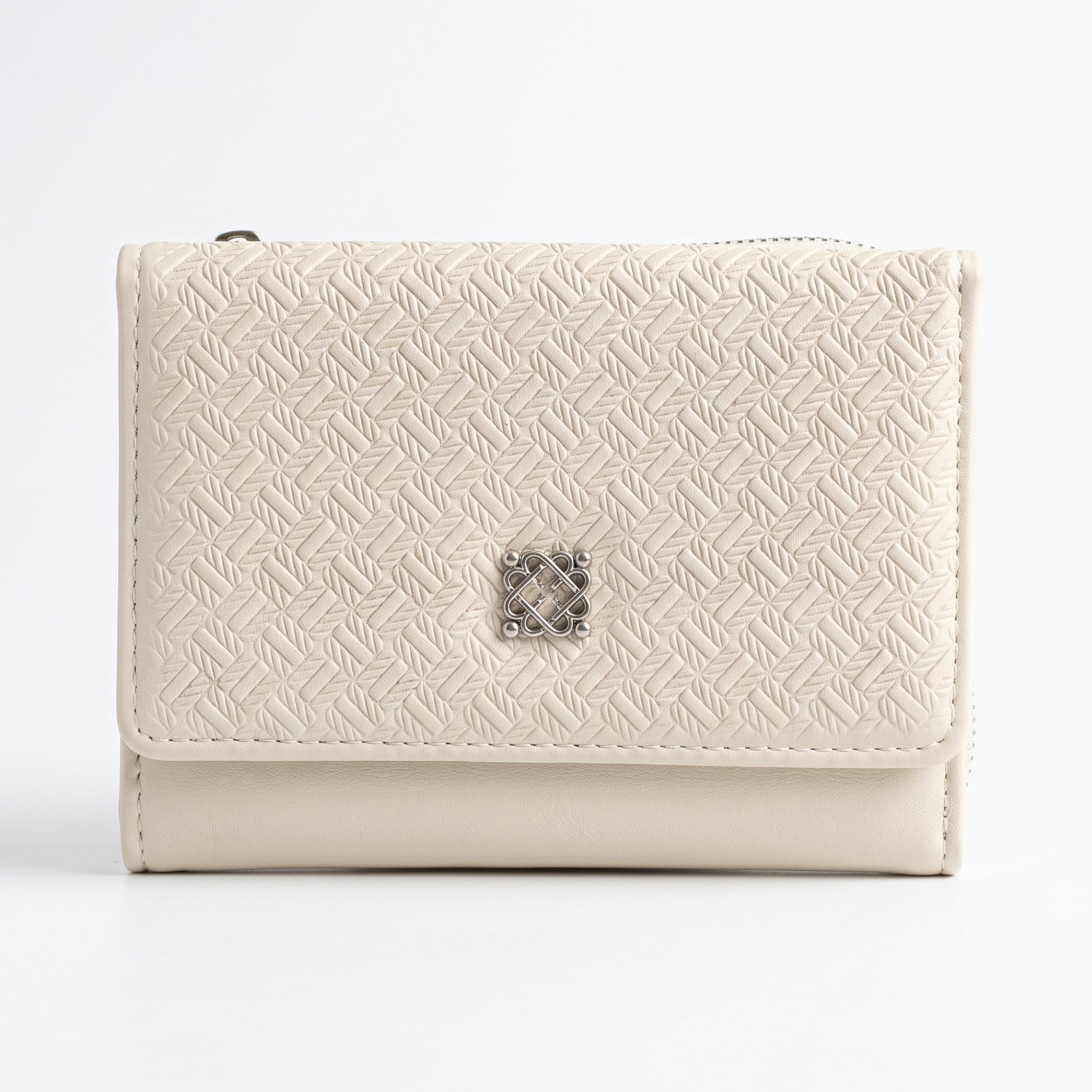 Embossed Tri-Fold Wallet - Off-White | Tia Maison Egypt
