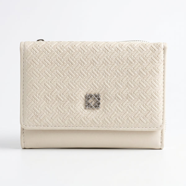 Embossed Tri-Fold Wallet - Off-White | Tia Maison Egypt