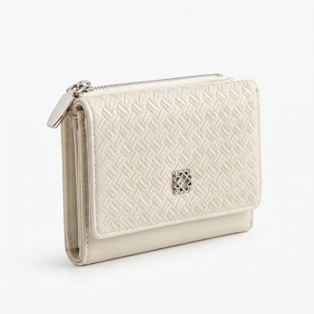 Embossed Tri-Fold Wallet - Off-White | Tia Maison Egypt