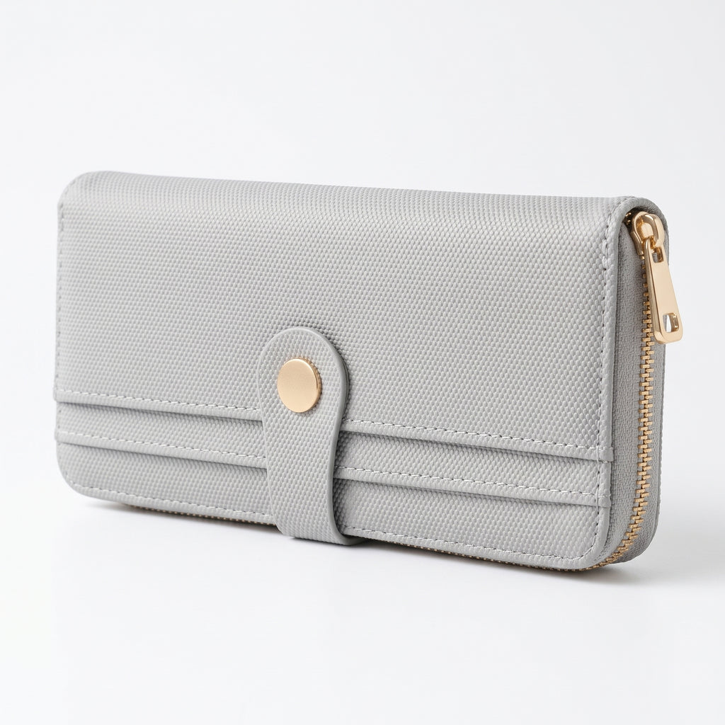 Snap Tab Zip Around Wallet - Light Grey | Tia Maison Egypt