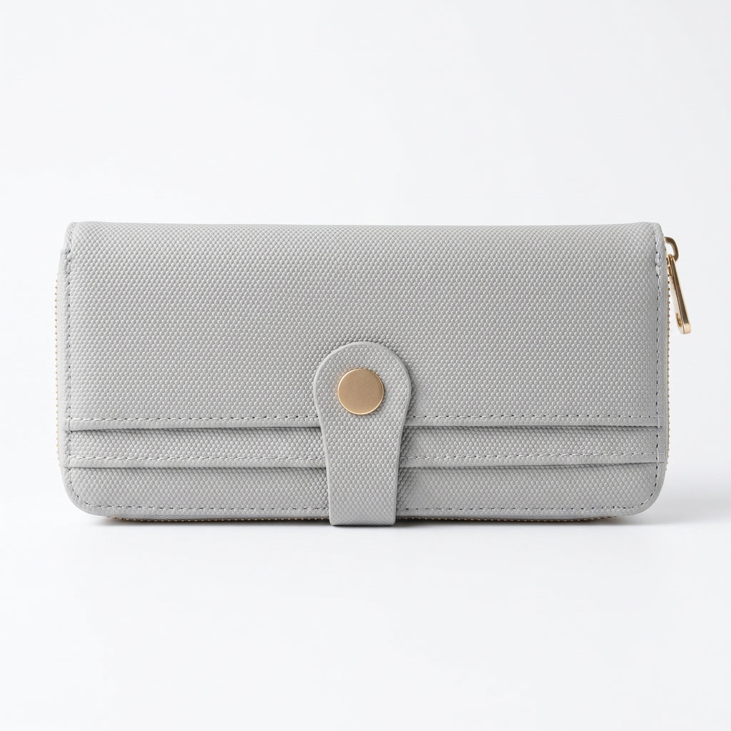 Snap Tab Zip Around Wallet - Light Grey | Tia Maison Egypt