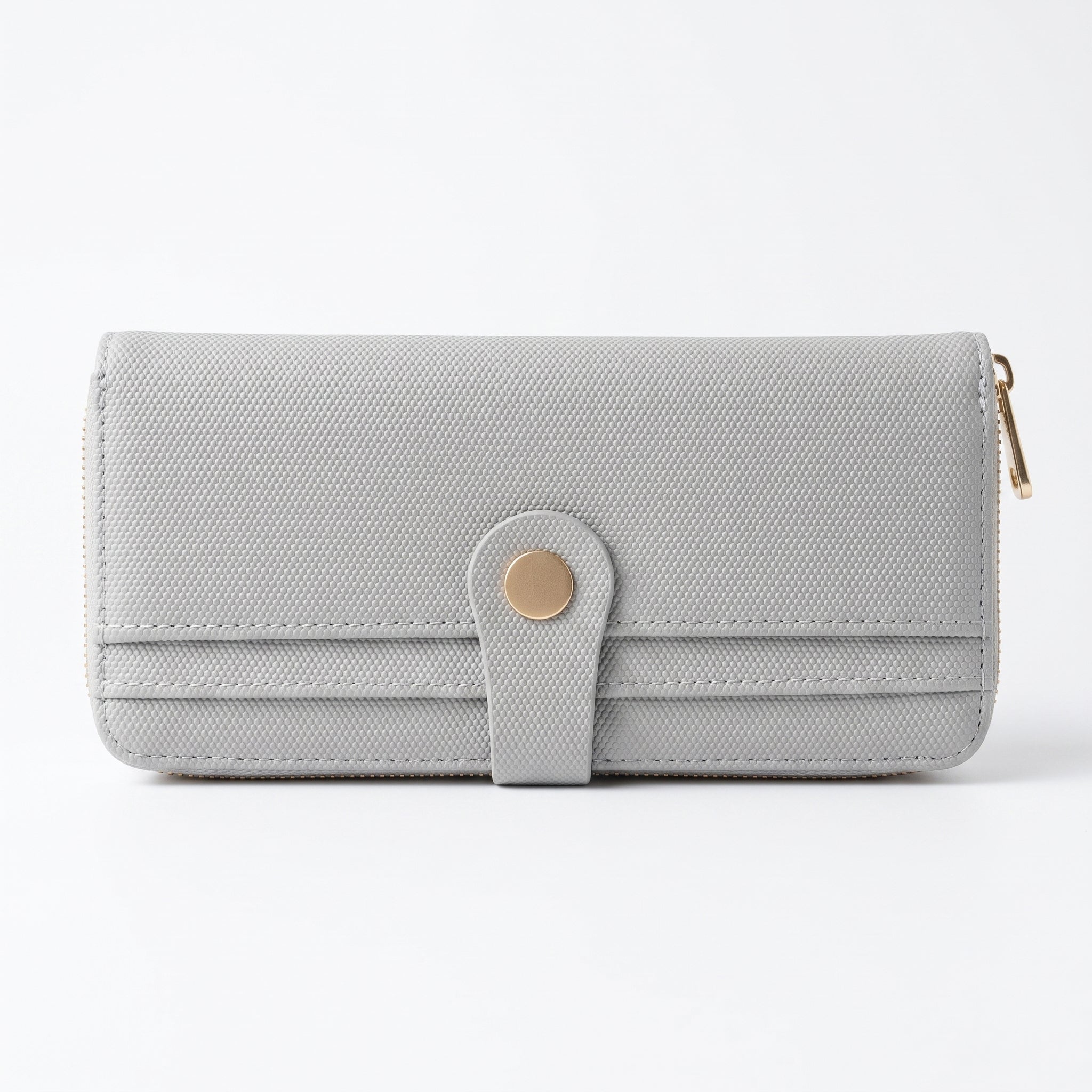 Snap Tab Zip Around Wallet - Light Grey | Tia Maison Egypt
